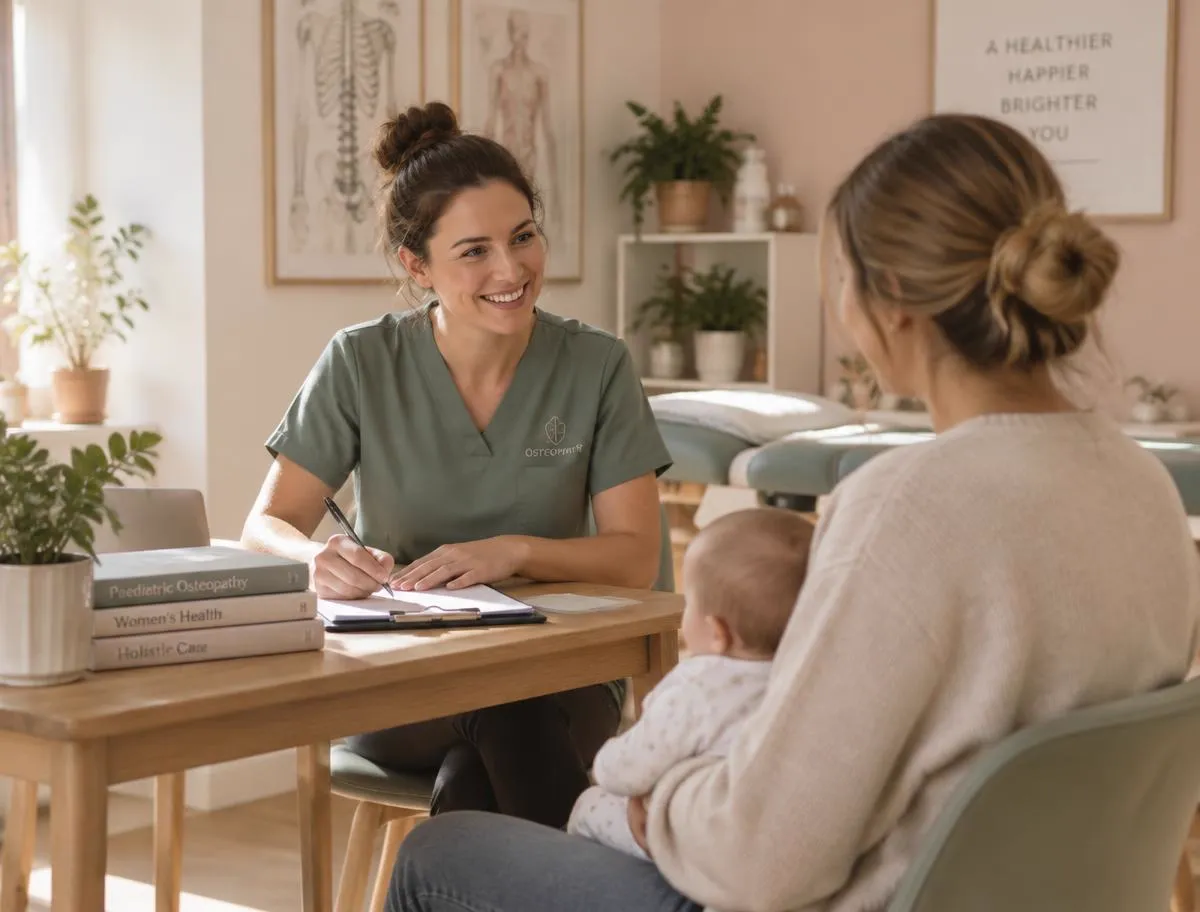 Silvia in colloquio con una mamma e il suo bambino