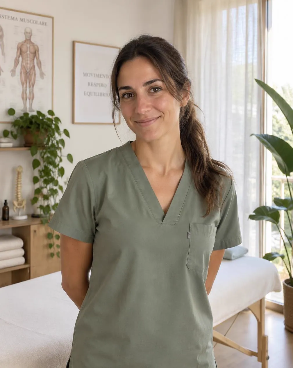 Silvia Biliato nel suo studio, sorridente